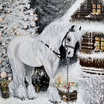 Paard in kerst / wintertafereel